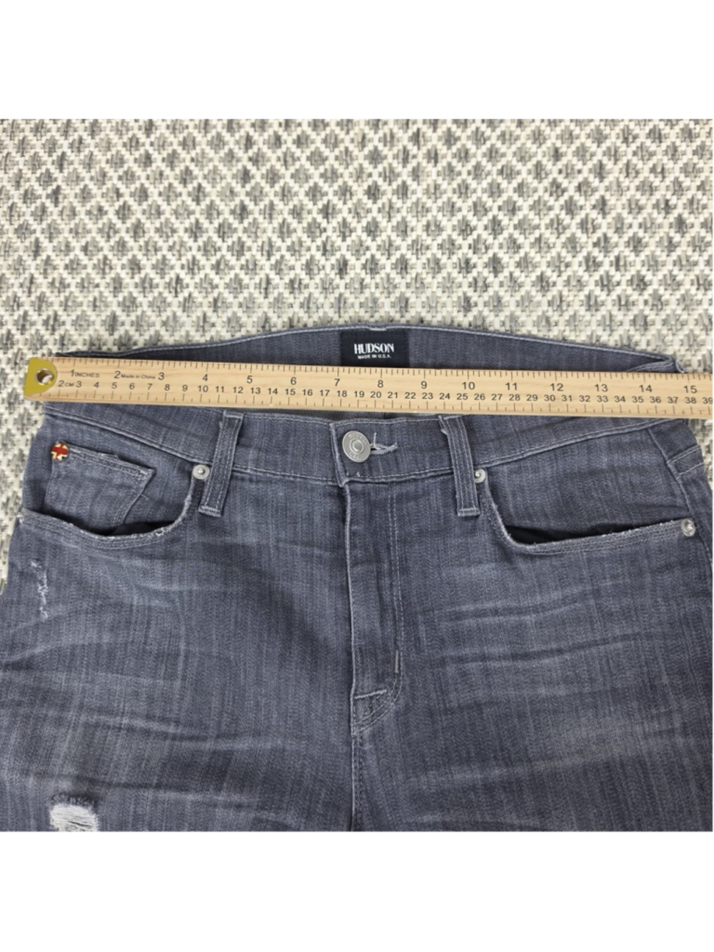 Hudson Jeans Women’s Size 29 Gray Distressed Skinny Stretch Denim USA Made - Picture 9 of 12